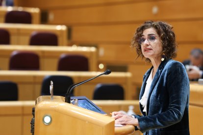 La vicepresidenta primera y ministra de Hacienda, María Jesús Montero,en el Senado.