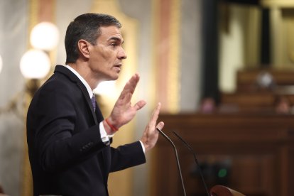 El presidente del Gobierno, Pedro Sánchez, en el Congreso de los Diputados.