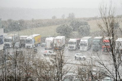 Camiones detenidos en Guadalajara a consecuencia de las nevadas.

RAFAEL MARTÍN SOLANO/EUROPA PRESS
28/1/2026