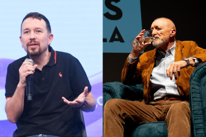 Pablo Iglesias, exlíder de Podemos, y el escritor Arturo Pérez-Reverte.