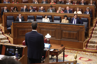 El presidente del Gobierno, Pedro Sánchez, en una sesión de control al Gobierno en el Congreso