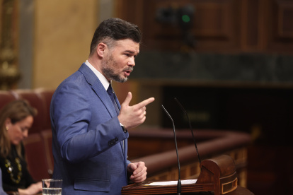 El portavoz de Esquerra Republicana de Catalunya, Gabriel Rufián, en una sesión de control al Gobierno , en el Congreso de los Diputados.