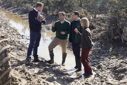 El presidente de la Junta de Andalucía, Juanma Moreno, junto al comisario europeo de Agricultura, Christophe Hansen en Jerez de la Frontera, Cádiz, este jueves.