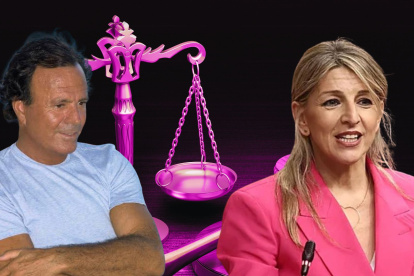 Julio Iglesias y la vicepresidenta Yolanda Díaz