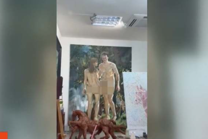 El cuadro de Begoña Gómez y Pedro Sánchez desnudos generó gran revuelo en el plató de "Vamos a Ver".
