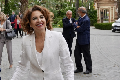 La secretaria general del PSOE-A y candidata a la Presidencia de la Junta, María Jesús Montero, este martes en Sevilla.