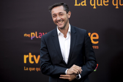 Javier Ruiz, en un photocall de RTVE, al ser fichado en 2021.