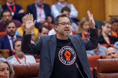 El portavoz de Adelante Andalucía y candidato a presidir la Junta, José Ignacio García, en el último pleno del Parlamento.