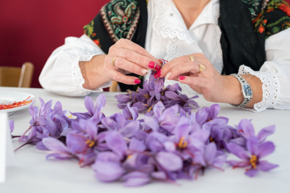 Una mujer trabaja con el azafrán en la fiesta de la Rosa del Azafrán, a 27 de octubre de 2024, en Consuegra, Toledo, Castilla-La Mancha (España).
Diego Radamés / Europa Press
27/10/2024