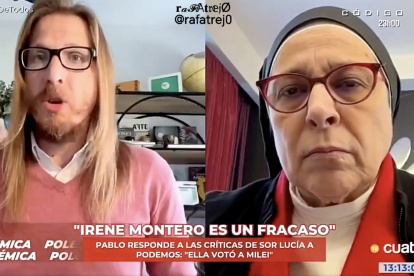 El portavoz de Podemos, Pablo Fernández, y Sor Lucía Caram