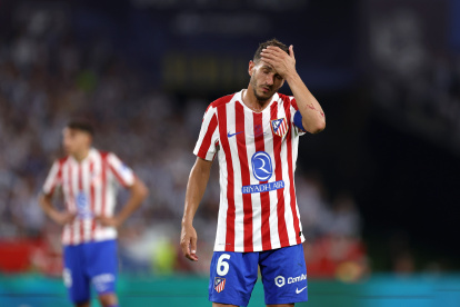SEVILLE, SPAIN - APRIL 18: Koke of Atletico de Madrid reacts during the Copa Del Rey Final match between Real Sociedad and Atletico de Madrid at Estadio de La Cartuja on April 18, 2026 in Seville, Spain.  (Photo by Fran Santiago/Getty Images)