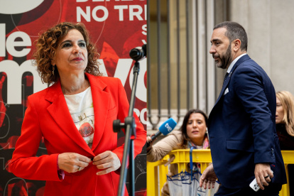 La candidata del PSOE-A y exministra María Jesús Montero y el empresario Víctor de Aldama.