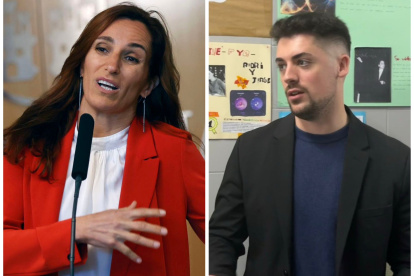 La ministra de Sanidad, Mónica García, y el portavoz de Más Madrid en Parla, Miguel Fuentes Sánchez