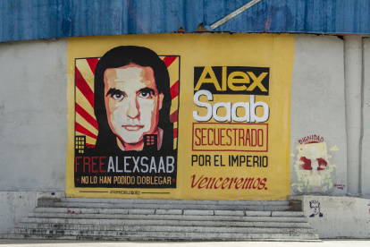 Mural en Caracas pidiendo la libaración de Alex Saab.