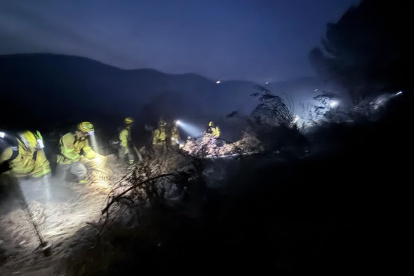Zona del incendio en la zona de la Cuenca Minera de Huelva en la que ha trabajado durante la noche los efectivos del Infoca.