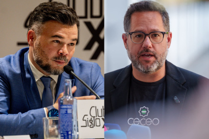 El portavoz de ERC, Gabriel Rufián, y el portavoz de Adelante Andalucía, José Ignacio García.