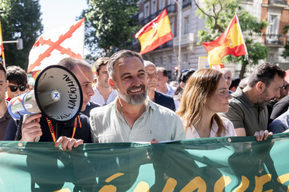 El presidente de Vox, Santiago Abascal, en la marcha de este sábado