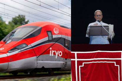 El Papa León XIV y los trenes personalizados de Iryo que se encargarán del desplazamiento del equipo durante la visita a España del Santo Padre