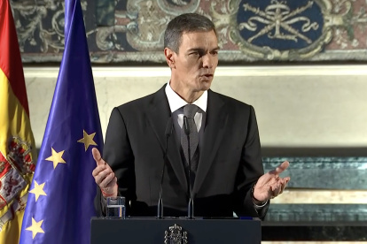 Pedro Sánchez en su comparecencia en Roma tras reunirse con el Papa