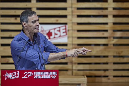 El presidente del Gobierno, Pedro Sánchez, durante la clausura del 27º Congreso de JSE