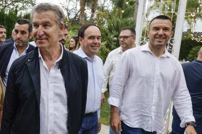 Alberto Núñez Feijóo, Juanfran Pérez Llorca y Vicent Mompó