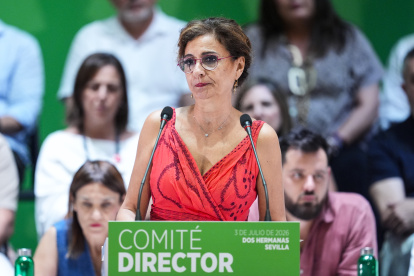 La secretaria general del PSOE-A y portavoz del Grupo Socialista, María Jesús Montero, en el Comité Director del pasado 3 de julio.