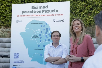 Almeida con la alcaldesa de Pozuelo, Paloma Tejero, en la inauguración de Bicimad