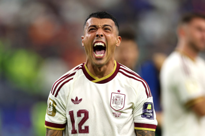 Pedro Porro celebra su soberbio gol ante Francia en semifinales del Mundial