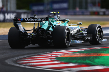 BUDAPEST, HUNGARY - JULY 24: Fernando Alonso of Spain driving the (14) Aston Martin F1 Team AMR26 Honda on track during practice ahead of the F1 Grand Prix of Hungary at Hungaroring on July 24, 2026 in Budapest, Hungary. (Photo by Clive Mason/Getty Images)