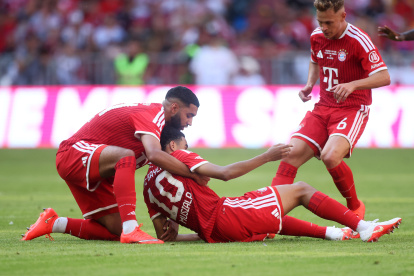 Jamal Musiala, en su desvanecimiento ante el Leipzig