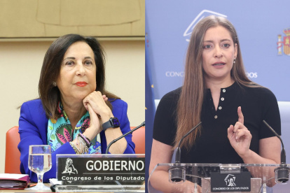 La ministra de Defensa, Margarita Robles y la portavoz del PP en el Congreso, Ester Muñoz