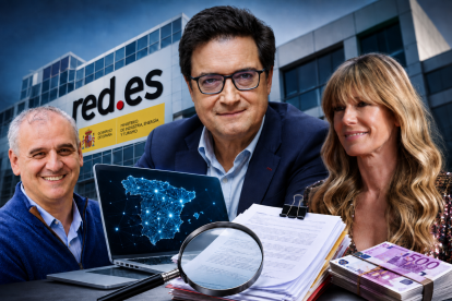 Juan Carlos Barrabés, óscar López y Begoña Gómez