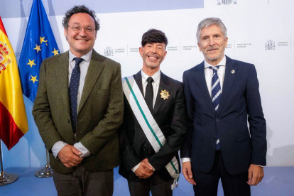 El fiscal jefe de la Audiencia Nacional, Jesús Alonso, con García Ortiz y Marlaska