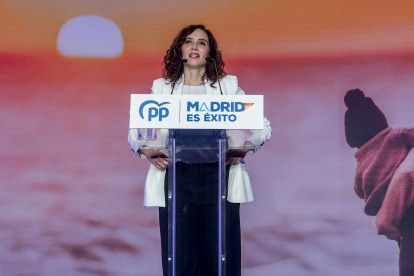 La presidenta de la Comunidad de Madrid y presidenta del Partido Popular (PP) de Madrid, Isabel Díaz Ayuso, inaugura la tercera jornada 'Popular', 'La persona en el centro'.