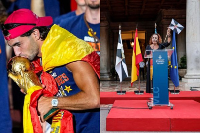 Ferran Torres y Luna Granell, ceutí y valenciana de adopción desde 1984, encargada de leer el manifiesto en la concentración por Ceuta en la plaza del Ayuntamiento del pasado 3 de septiembre.