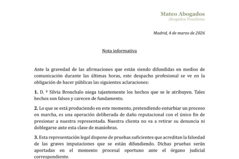 Comunicado del abogado de Silvia Bronchalo.