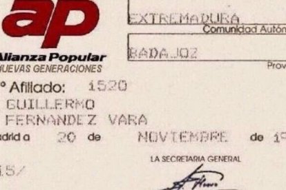 El supuesto carné de Vara.