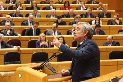 El portavoz del PP en el Senado, con su grupo detrás.