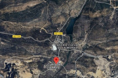 Imagen de satélite del embalse y la pedanía de Almonaster La Real, Huelva.