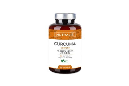 Suplemento de cúrcuma orgánica con jengibre y pimienta negra de Nutralie