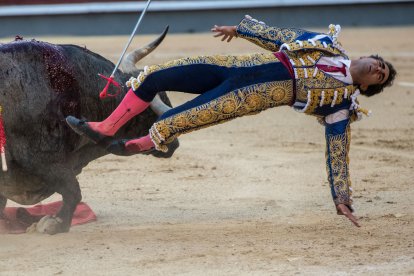 Miguel de Pablo resultó cogido por un toro de Escolar.