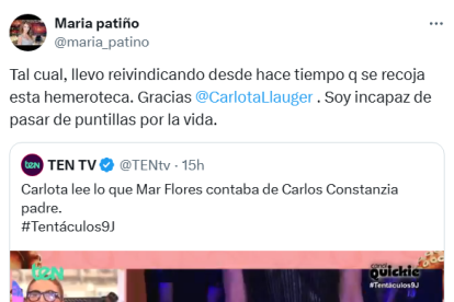 El tuit de María Patiño insinúa que en 