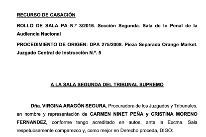 Recurso presentado por Carmen Ninet, mujer de José María Ángel, contra la absolución de Francisco Camps