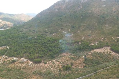 Incendio forestal declarado en un paraje de Ojén a finales del mes de julio.