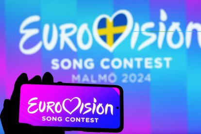 Cartel con el logo de Eurovisión en Malmoe 2024.