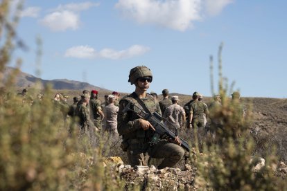 El Ejército de Tierra realiza una demostración en el Campo de Maniobras y Tiro 'Álvarez de Sotomayor' en Viator (Almería).