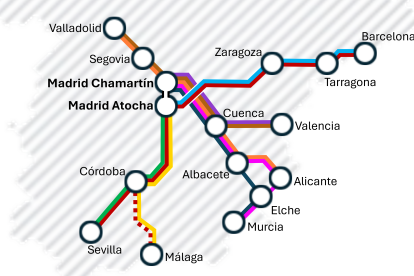 Mapa del impacto territorial de OUIGO 2025
