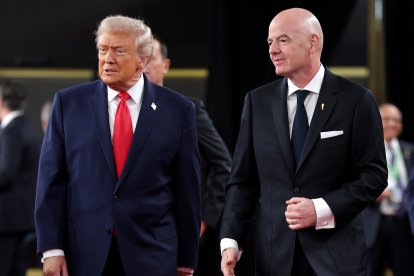 WASHINGTON, DC - DECEMBER 05: U.S. President Donald Trump and Gianni Infantino, President of FIFA, attend the red carpet prior to the FIFA World Cup 2026 Official Draw at John F. Kennedy Center for the Performing Arts on December 05, 2025 in Washington, DC. (Photo by Kevin Dietsch/Getty Images)