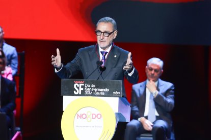 El periodista Carlos Herrera durante la entrega de las Medallas de Sevilla.