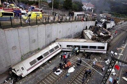 Imagen de los trenes del descarrilamiento de Adamuz